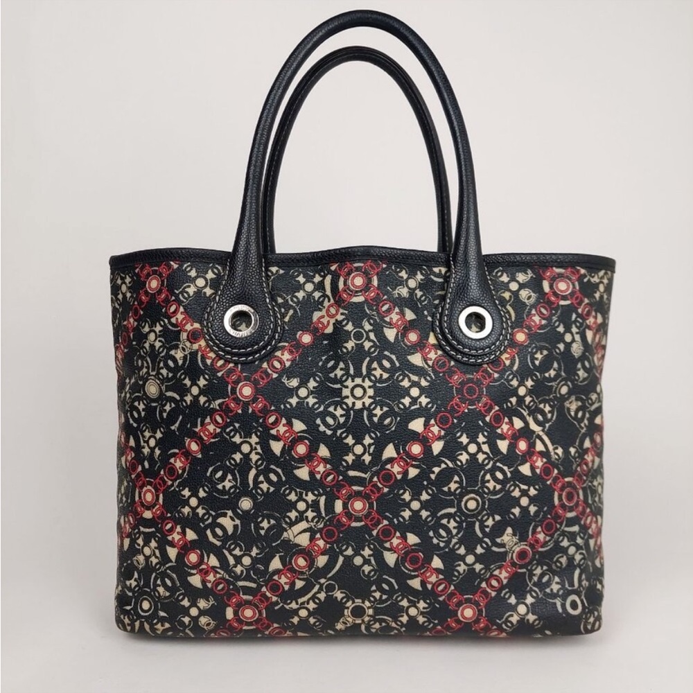 CHANEL Black Coated Canvas Optic CC Monogram Coco Tote Bag with Pouch